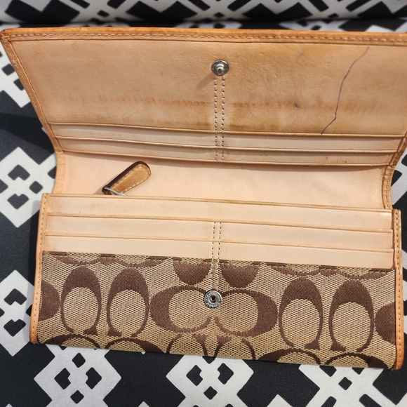 Coach Signature Brown and Tan Wallet - Picture 3 of 3